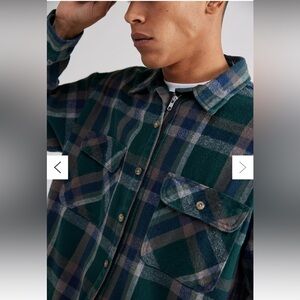 Crescent Bay Green and Black Plaid Flannel Shirt